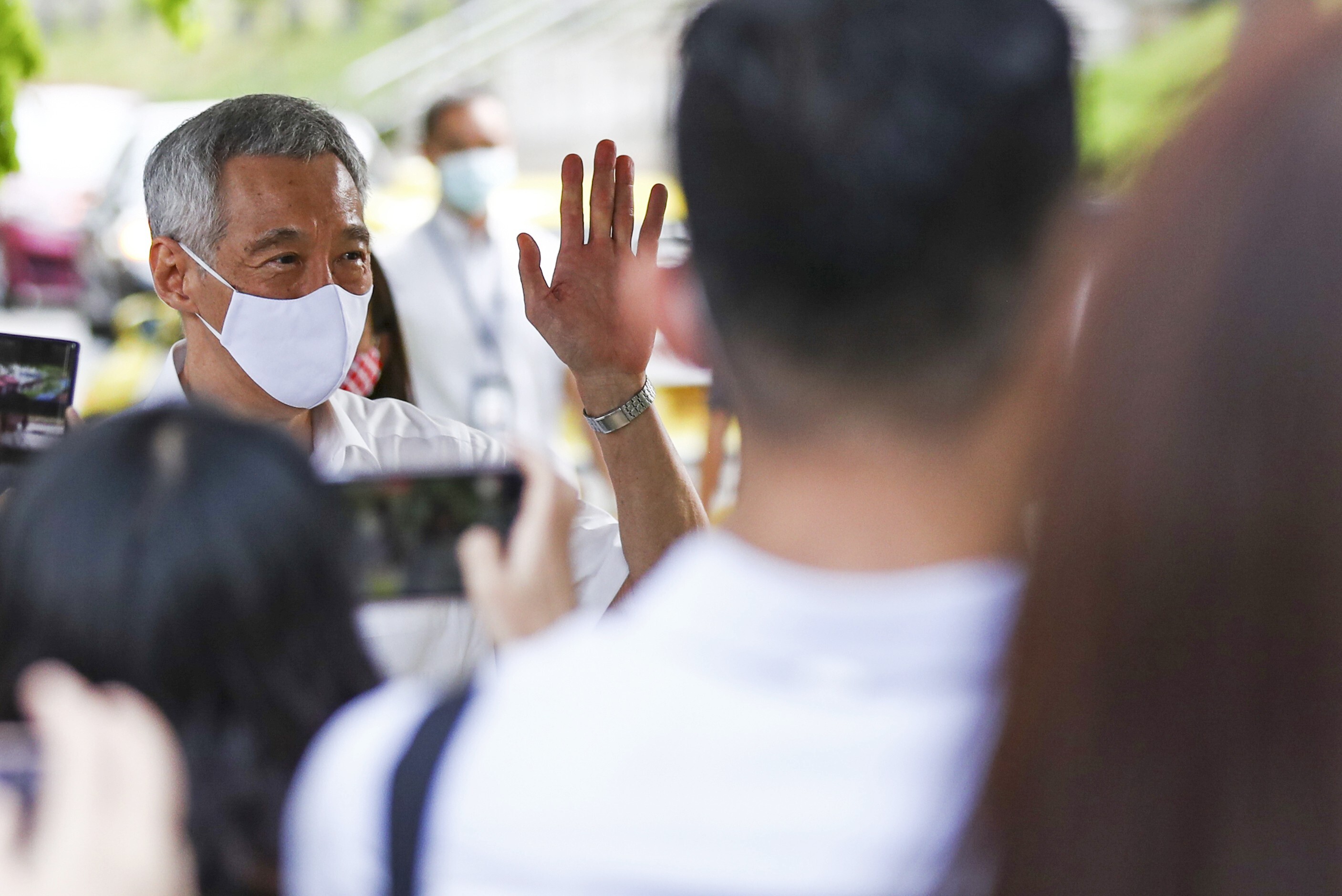 Singapore Prime Minister Lee Hsien Loong, secretary general of the incumbent People's Action Party, arrives at a nomination centre last month. Photo: AP