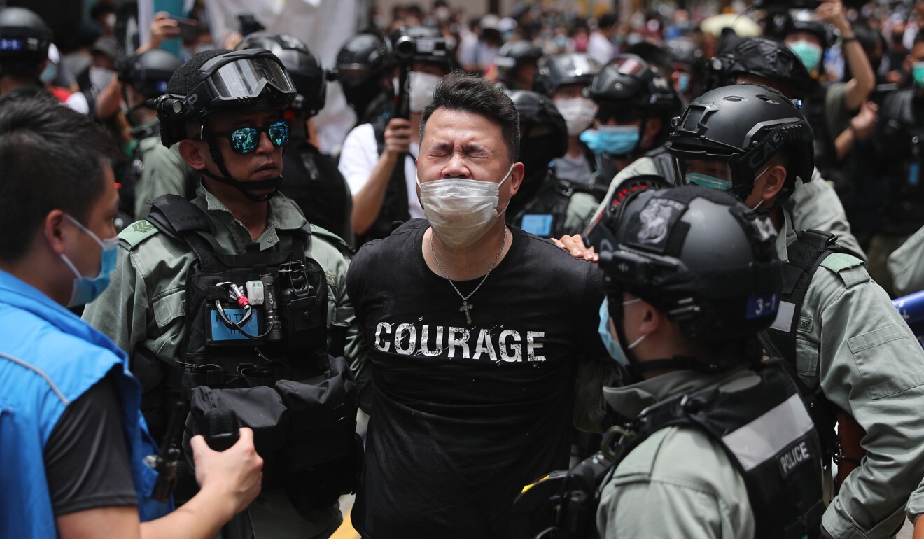 Legislator Andrew Wan is arrested during an illegal demonstration on July 1 in Hong Kong’s Causeway Bay. Photo: Sam Tsang