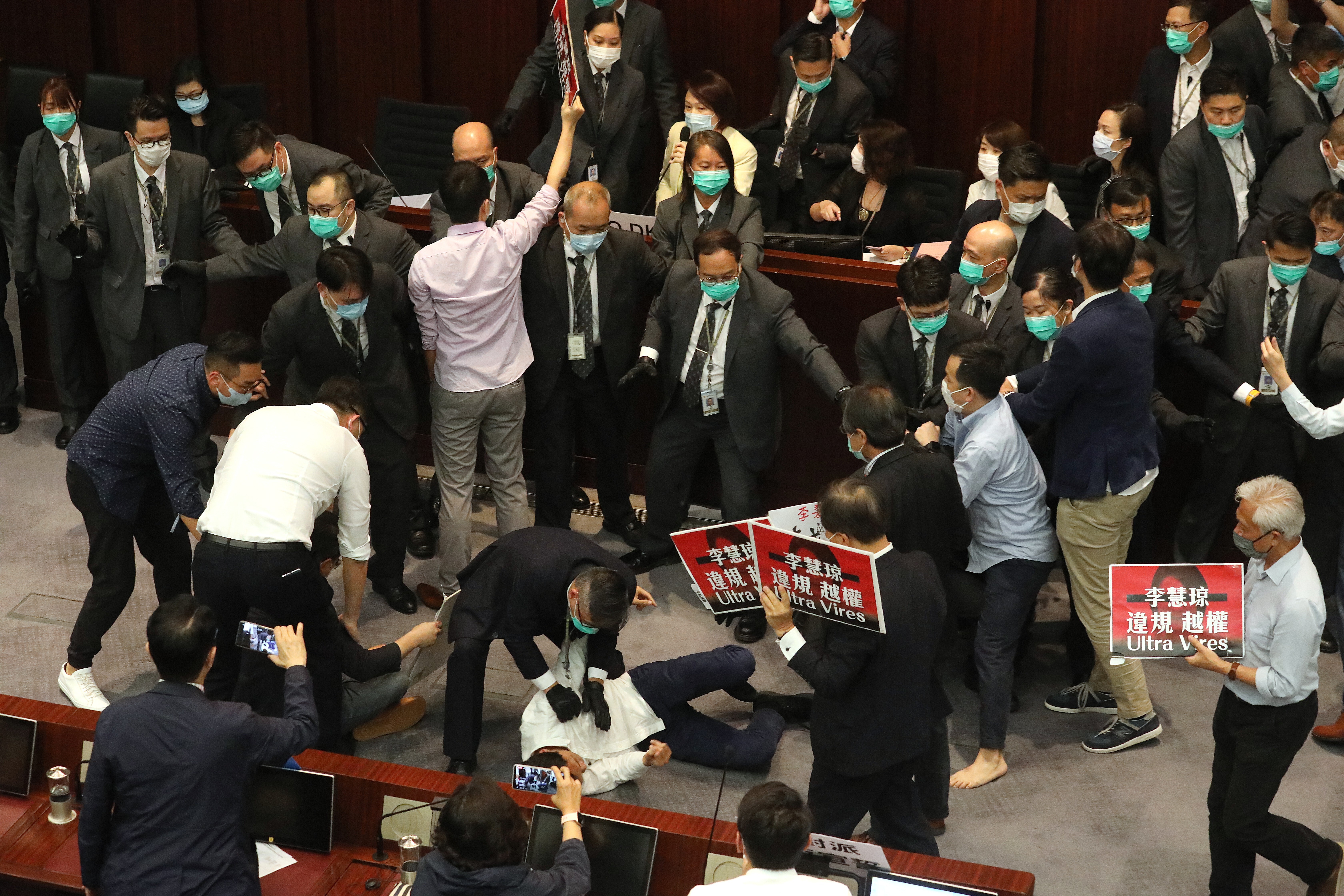 General mayhem as pan-democrat lawmakers protest during a House Committee meeting at the Legislative Council on May 8. Photo: Dickson Lee