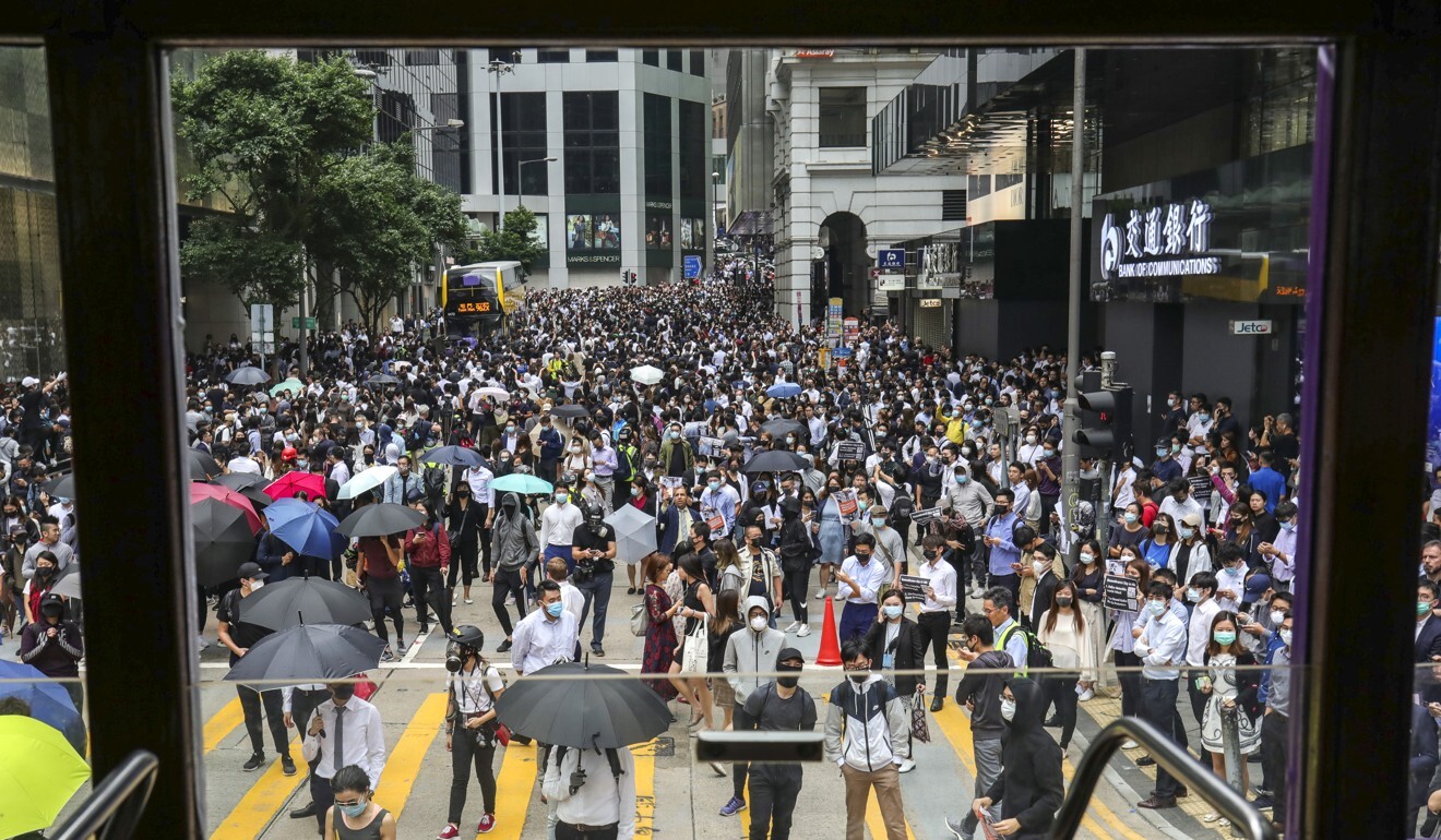 Anti-government protesters hold a lunchtime rally in Central, Hong Kong’s core business district, in November 2019. Photo: May Tse