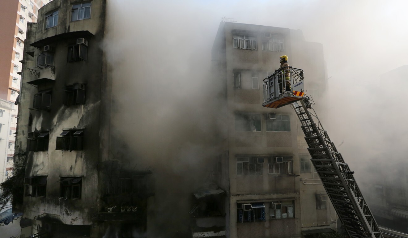 Firefighters battle the blaze in the aftermath of the garage explosion in April 2015. Photo: SCMP