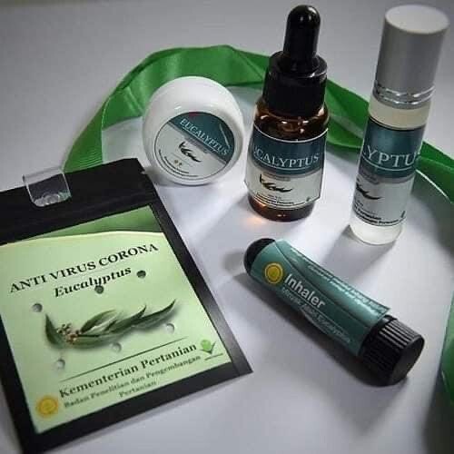 The eucalyptus necklace with other products developed by Indonesia's agriculture ministry. Photo: Handout