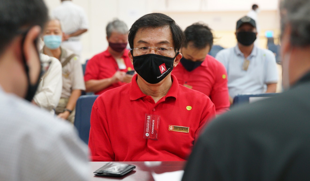 Singapore Democratic Party chief Chee Soon Juan files his nomination papers on June 30, 2020. Photo: EPA-EFE