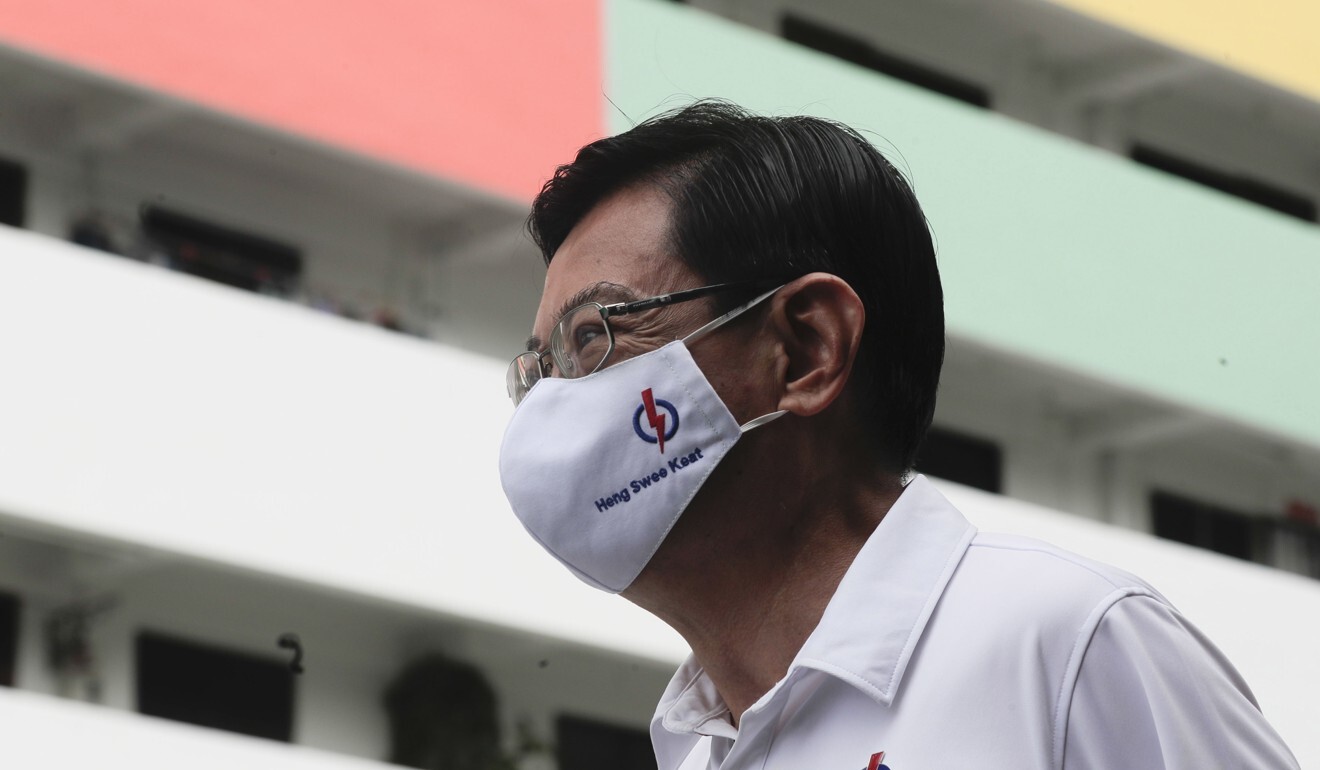 Singapore Deputy Prime Minister Heng Swee Keat seen on the campaign trail on July 8, 2020. Photo: EPA-EFE