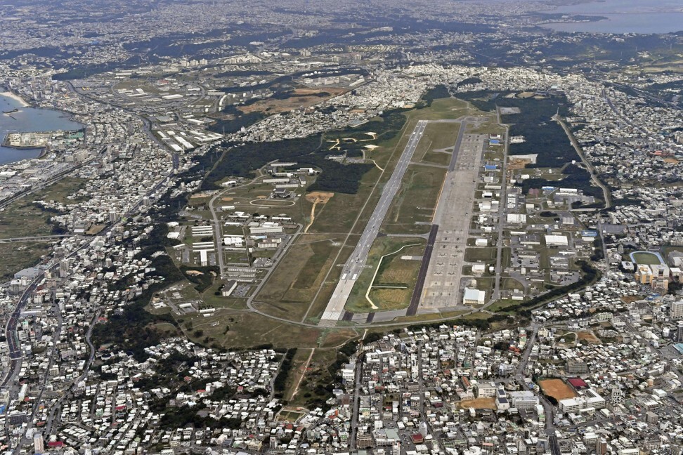 An aerial view of the US Marine Air Station Futenma in Ginowan, Okinawa. File photo: Kyodo News via AP