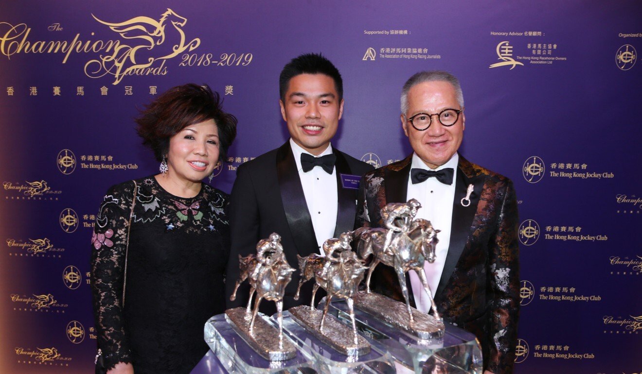 The Kwok family collect their Horse of the Year award at the 2018-19 Champion Awards.