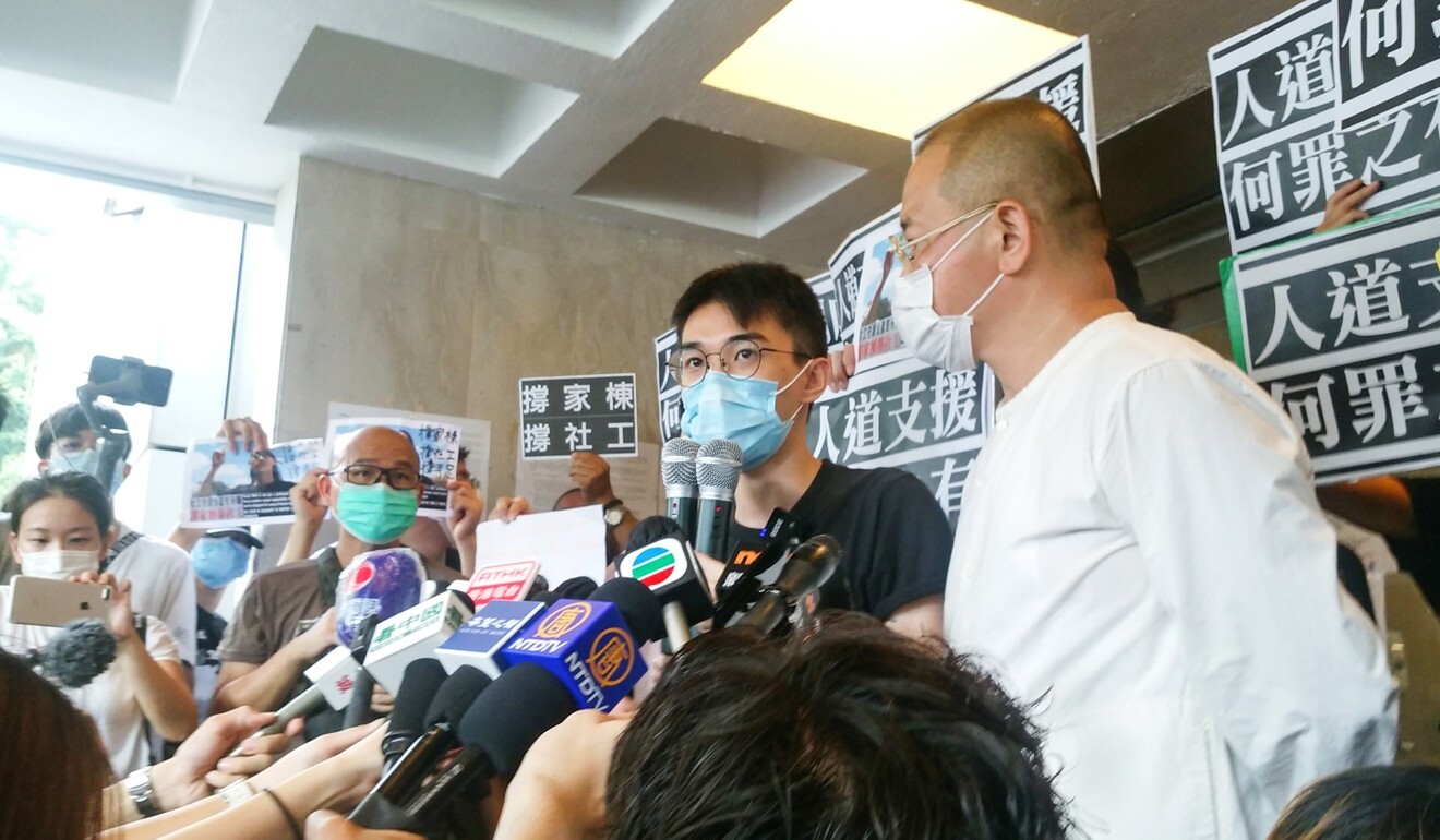 Social worker Lau Ka-tung (in black) has lodged an appeal. Photo: Brian Wong