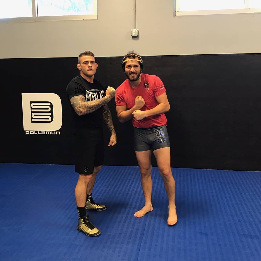 Dustin Poirier (left) with Jorge Masvidal at the American Top Team gym in Florida. Instagram / Jorge Masvidal