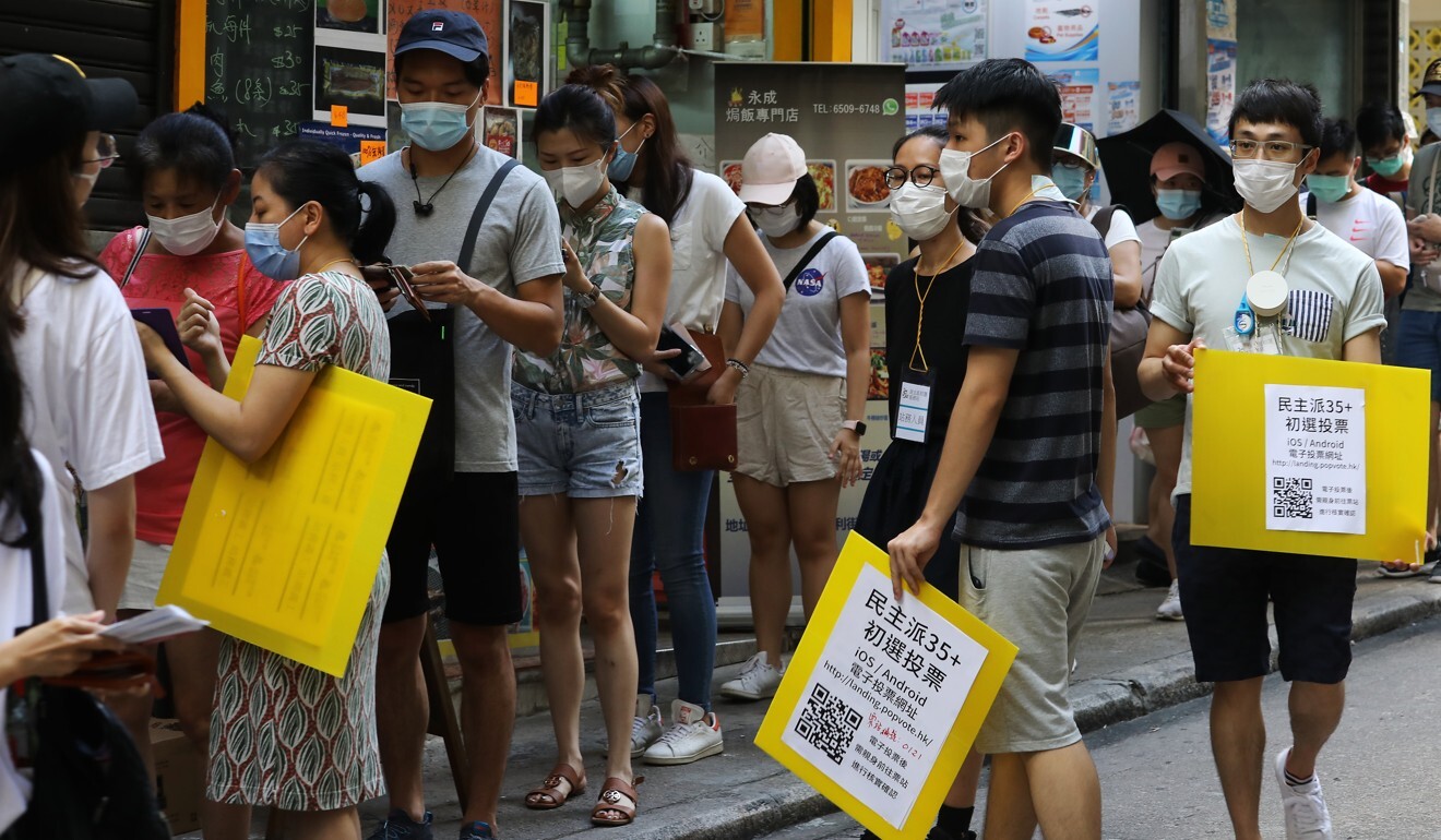 The turnout at the primary has exceeded the opposition bloc’s expectations. Photo: Dickson Lee