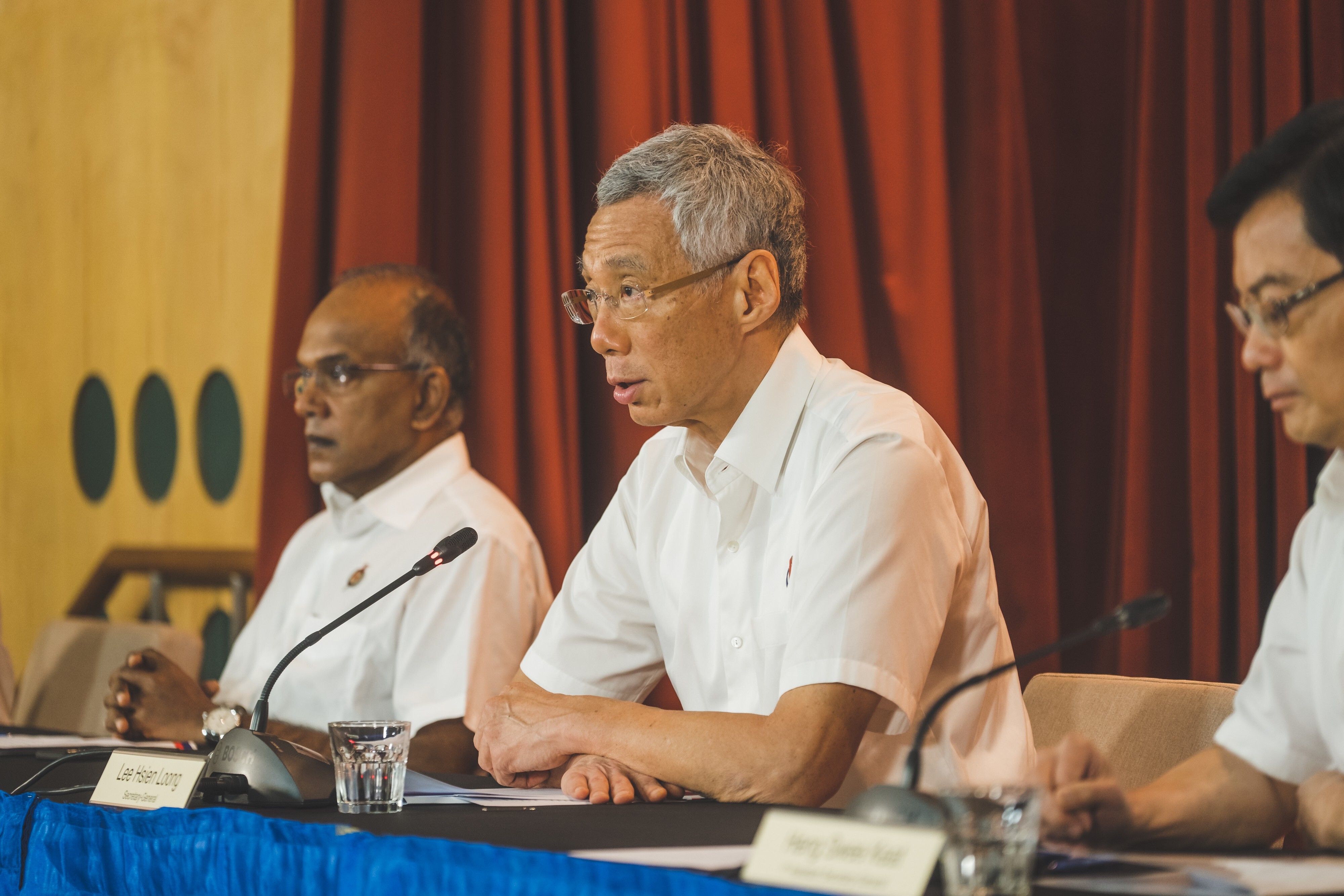 Leader of PAP and Singapore Prime Minister Lee Hsien Loong at a post-election press conference on July 11, 2020. Photo: Handout