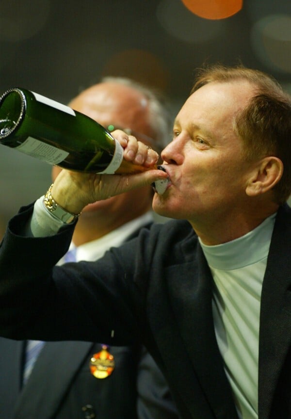 John Moore celebrates his 1,000th Hong Kong win in 2008. Photo: Kenneth Chan