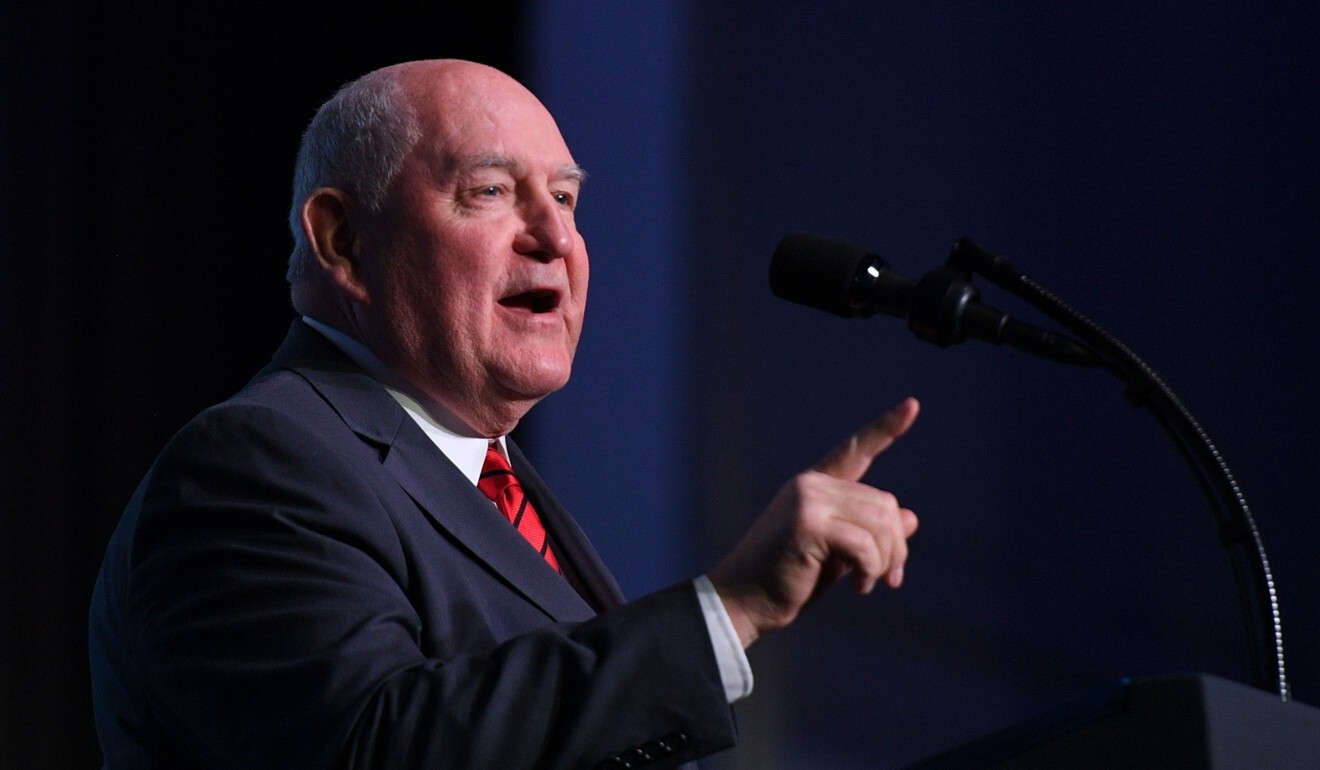 US Secretary of Agriculture Sonny Perdue speaks at a convention in Nashville, Tennessee, in January 2018. Photo: AFP