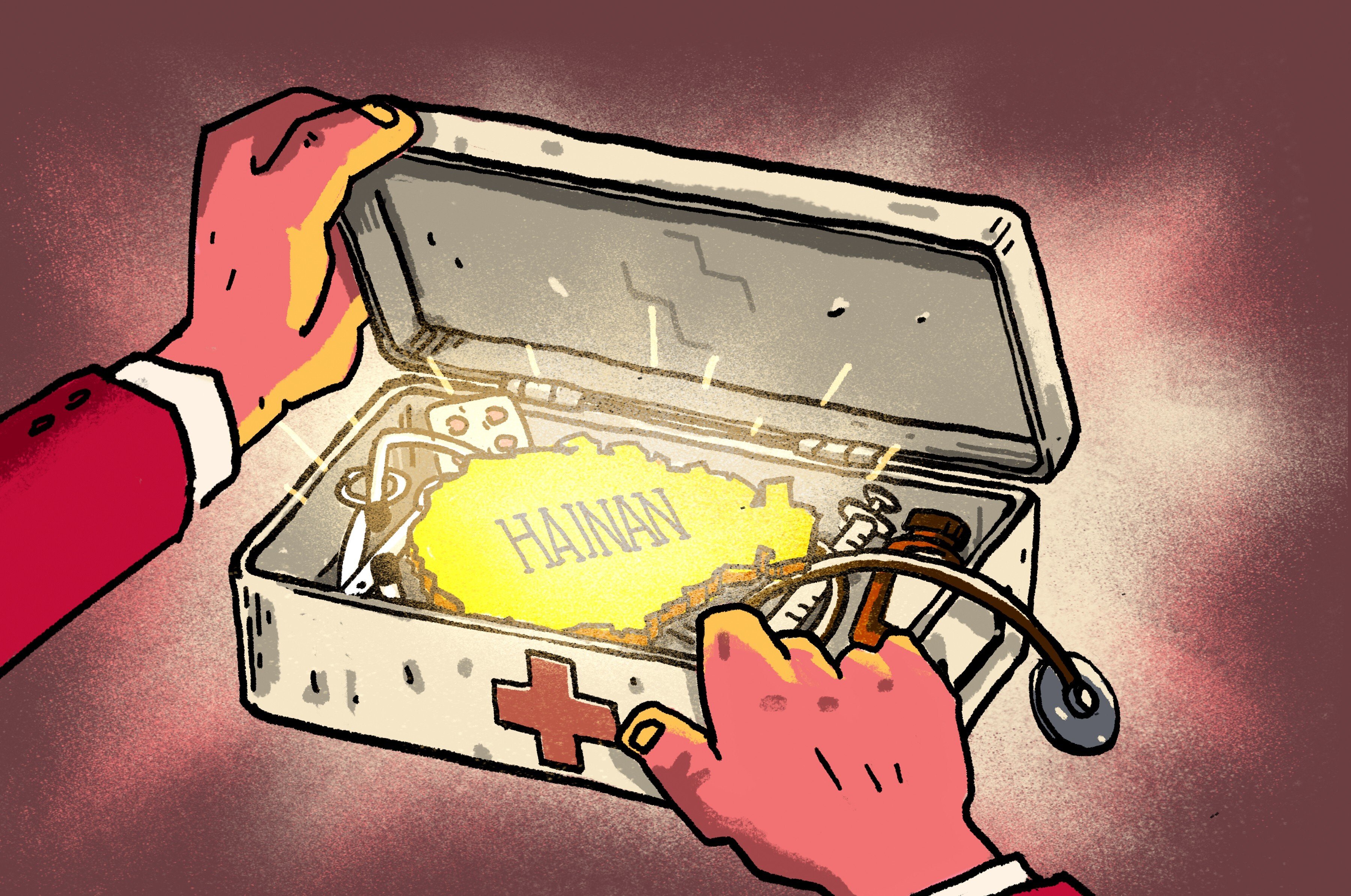 As part of its ambitious plan to turn the island into a free-trade port, Beijing has established a special health care zone to capitalise on the growing medical tourism market. Illustration: Kuen Lau