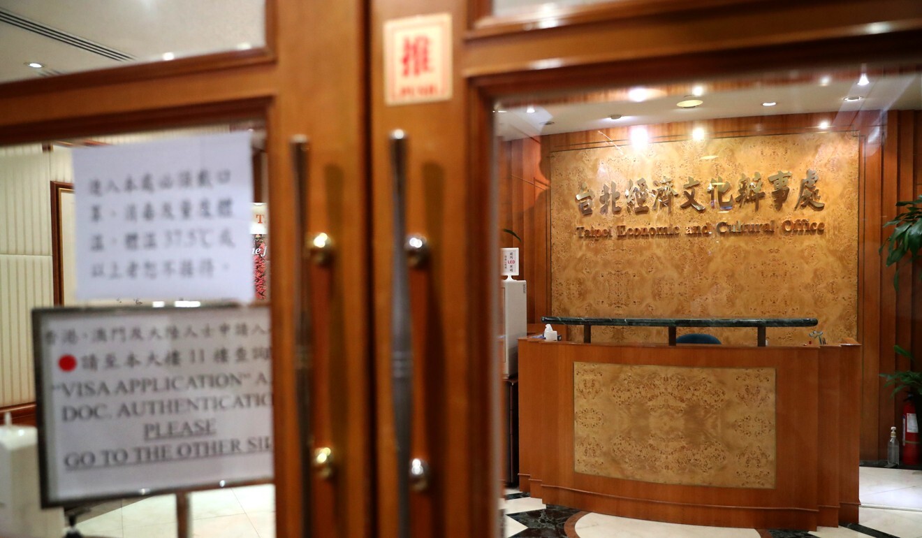 The Taipei Economic and Cultural Office in Hong Kong is now left with just one director-level staffer after its acting director general and two others failed to have their visas renewed. Photo: Edmond So