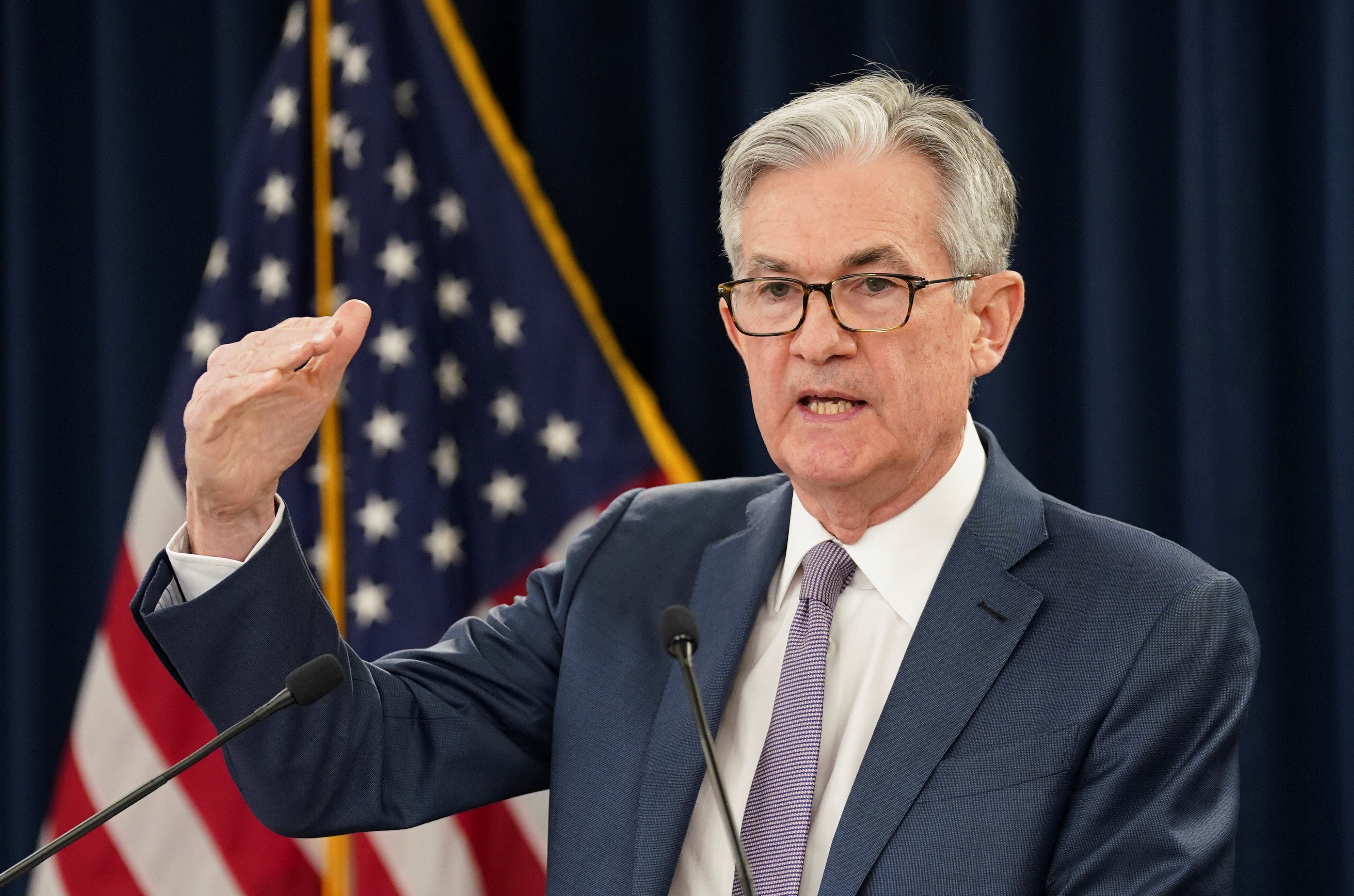 US Federal Reserve Chair Jerome Powell speaks at a news conference in Washington on March 3. Photo: Reuters