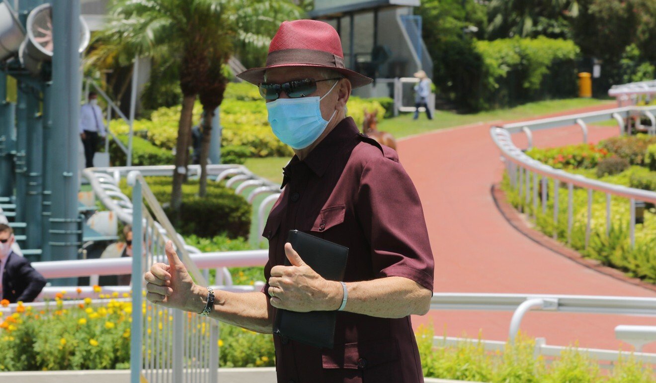 John Moore celebrates a winner during his final Hong Kong season. John Moore celebrates a winner during his final Hong Kong season.