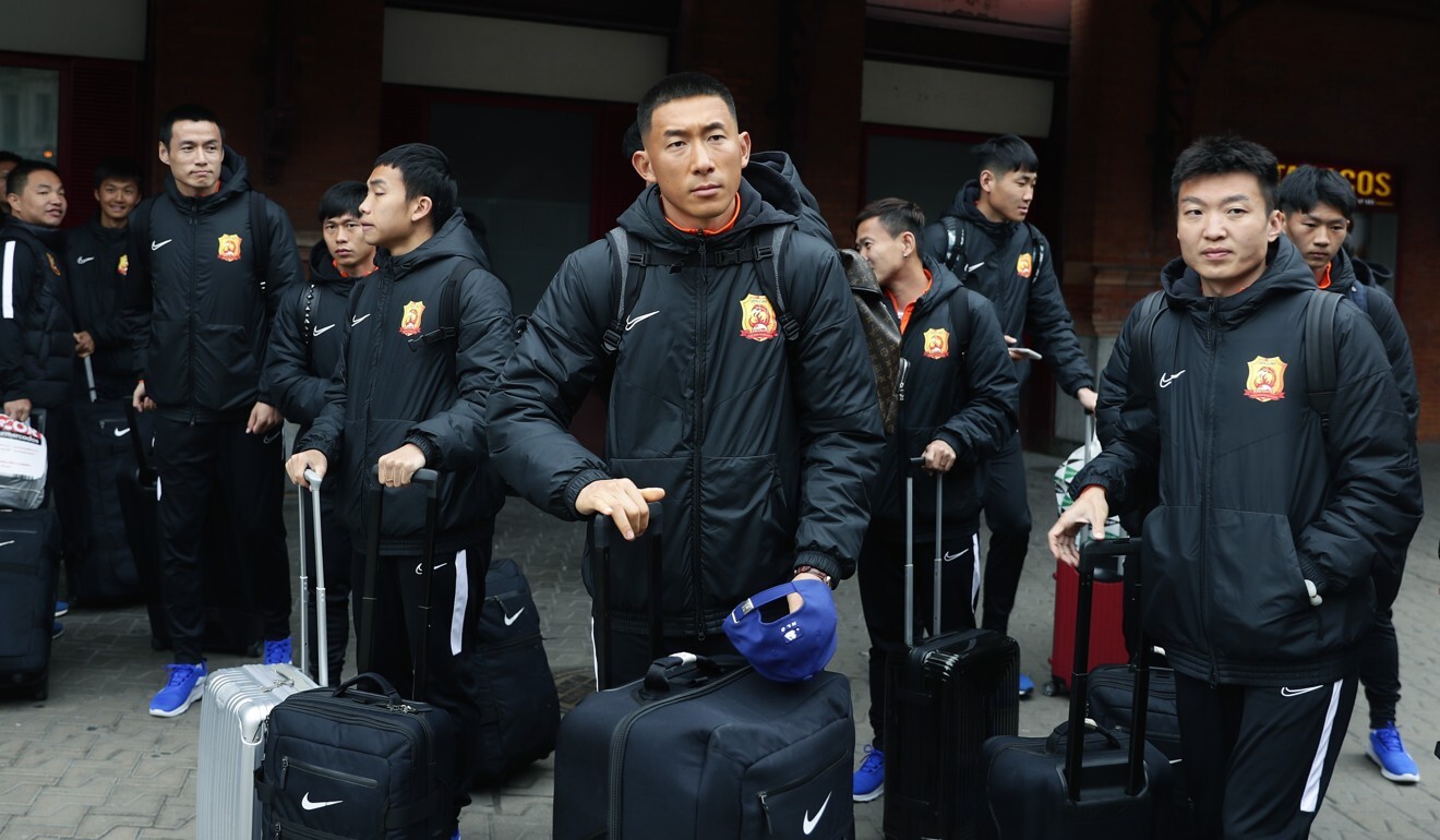 Players of the Chinese Super League team Wuhan Zall in Madrid during preseason. Photo: AP