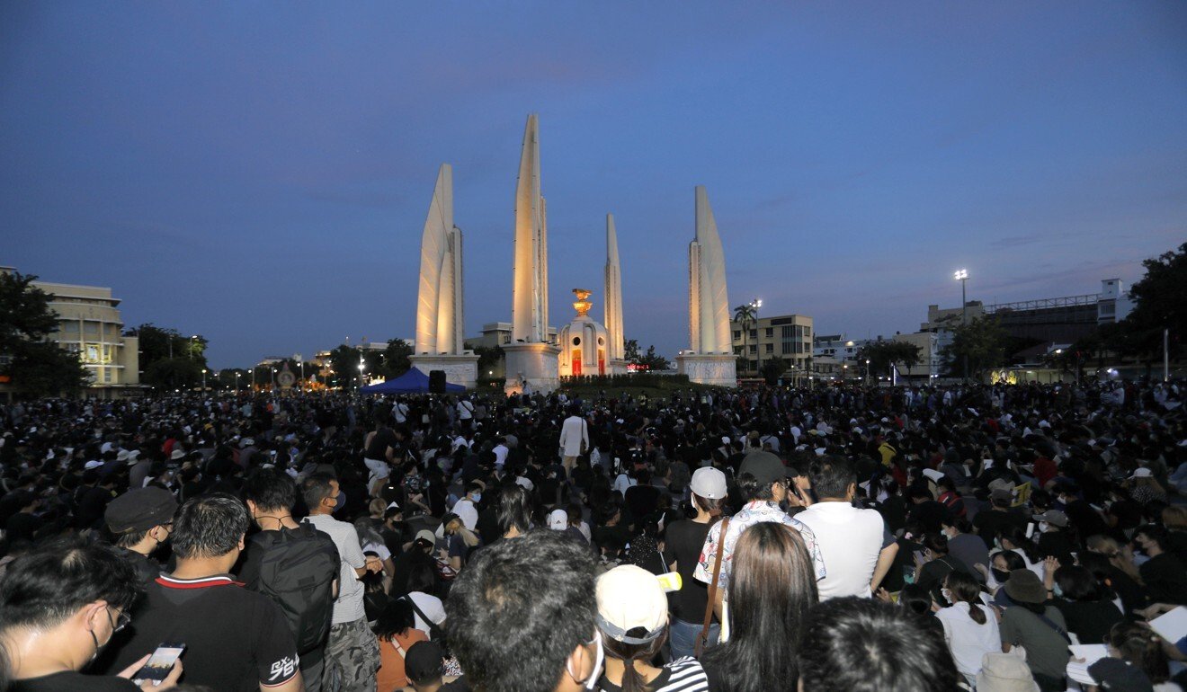 Thai anti-government protesters gather at the Democracy Monument in Bangkok. Photo: AP