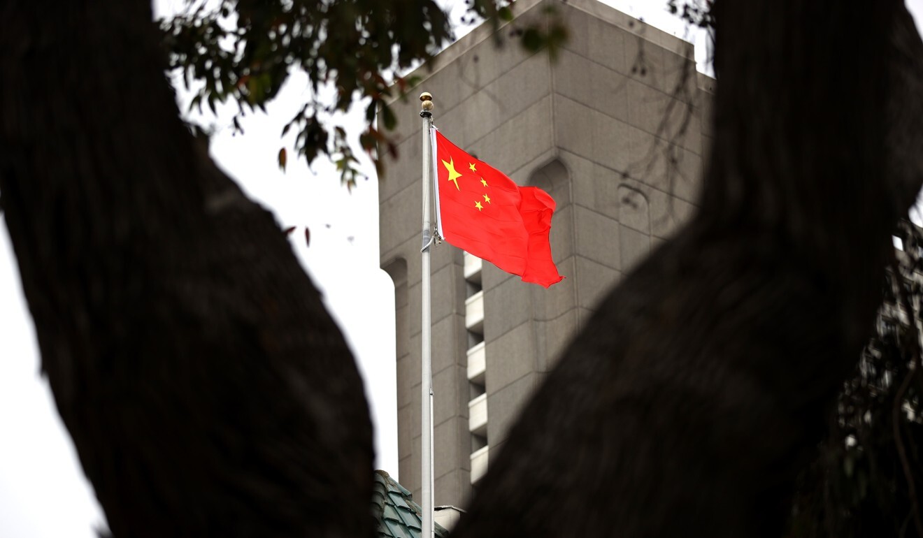 The Chinese flag flies over the Chinese consulate in San Francisco, US. Photo: AFP