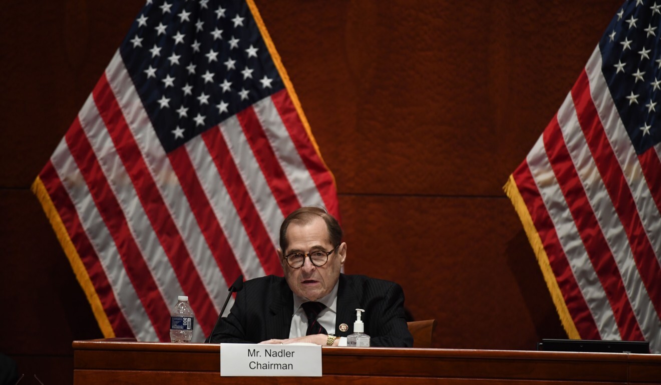 Congressman Jerrold Nadler asks Attorney General William Barr a question during the House Judiciary Committee hearing in Washington on Tuesday. Photo: AFP
