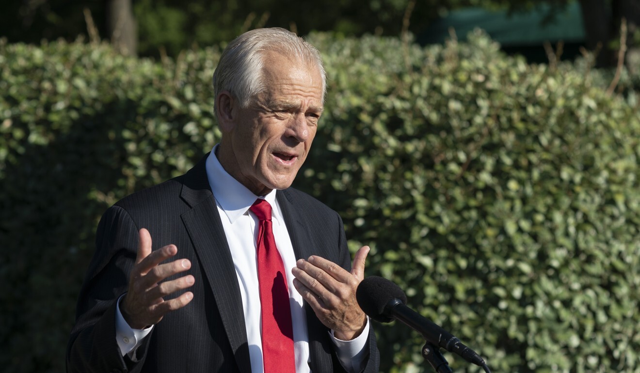 Peter Navarro, director of the National Trade Council, speaks to reporters outside the White House on Monday. Photo: Bloomberg