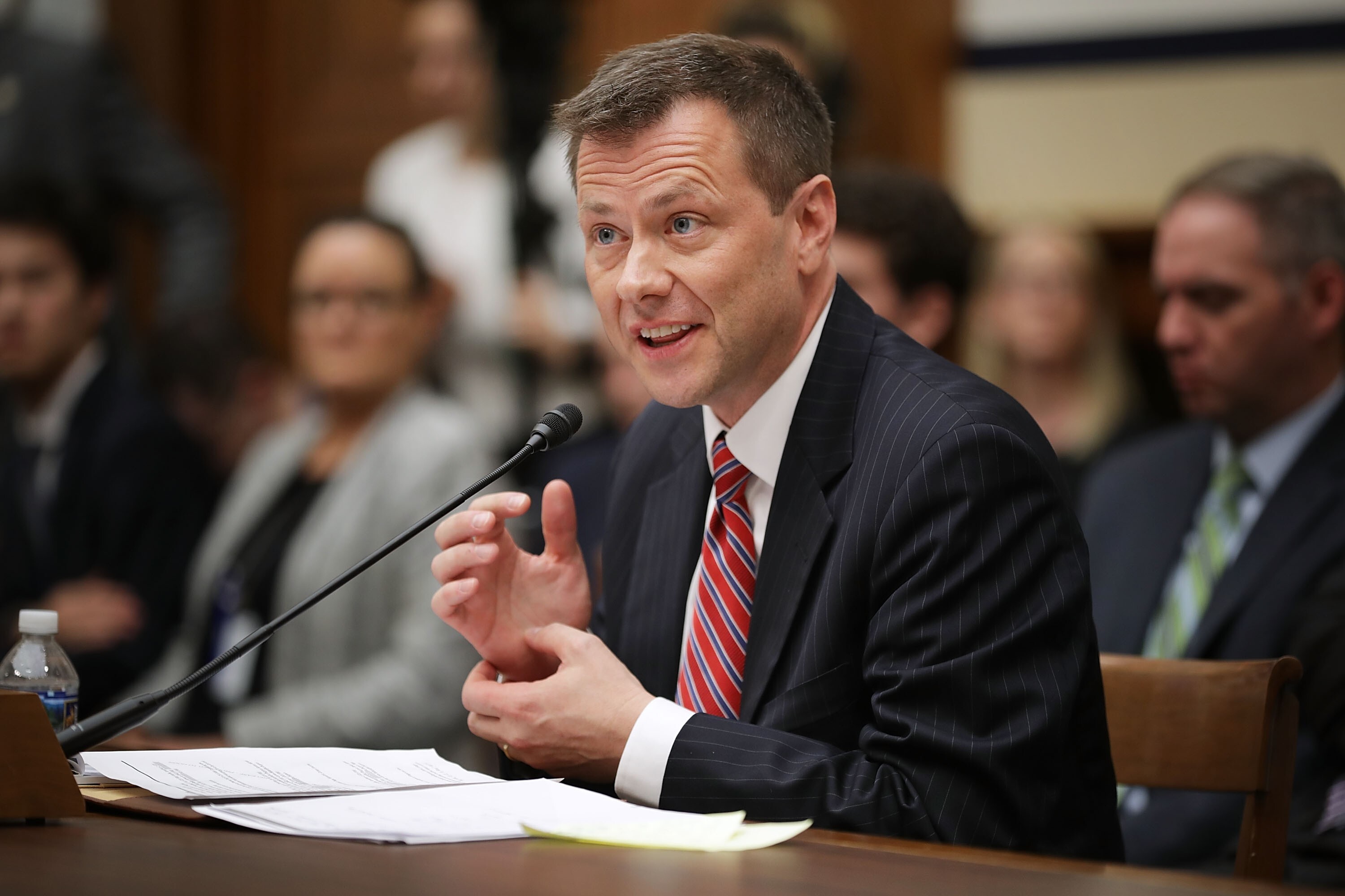 Peter Strzok testifies in 2018 before a joint hearing of the US House Judiciary and Oversight and Government Reform committees in Washington. His tell-all book Compromised: Counterintelligence and the Threat of Donald J. Trump will be published in September. Photo: AFP