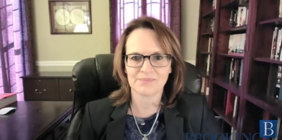 Lisa Curtis, the US National Security Council’s senior director for South and Central Asia, during a Brookings Institution webinar on Wednesday. Image: Brookings Institution
