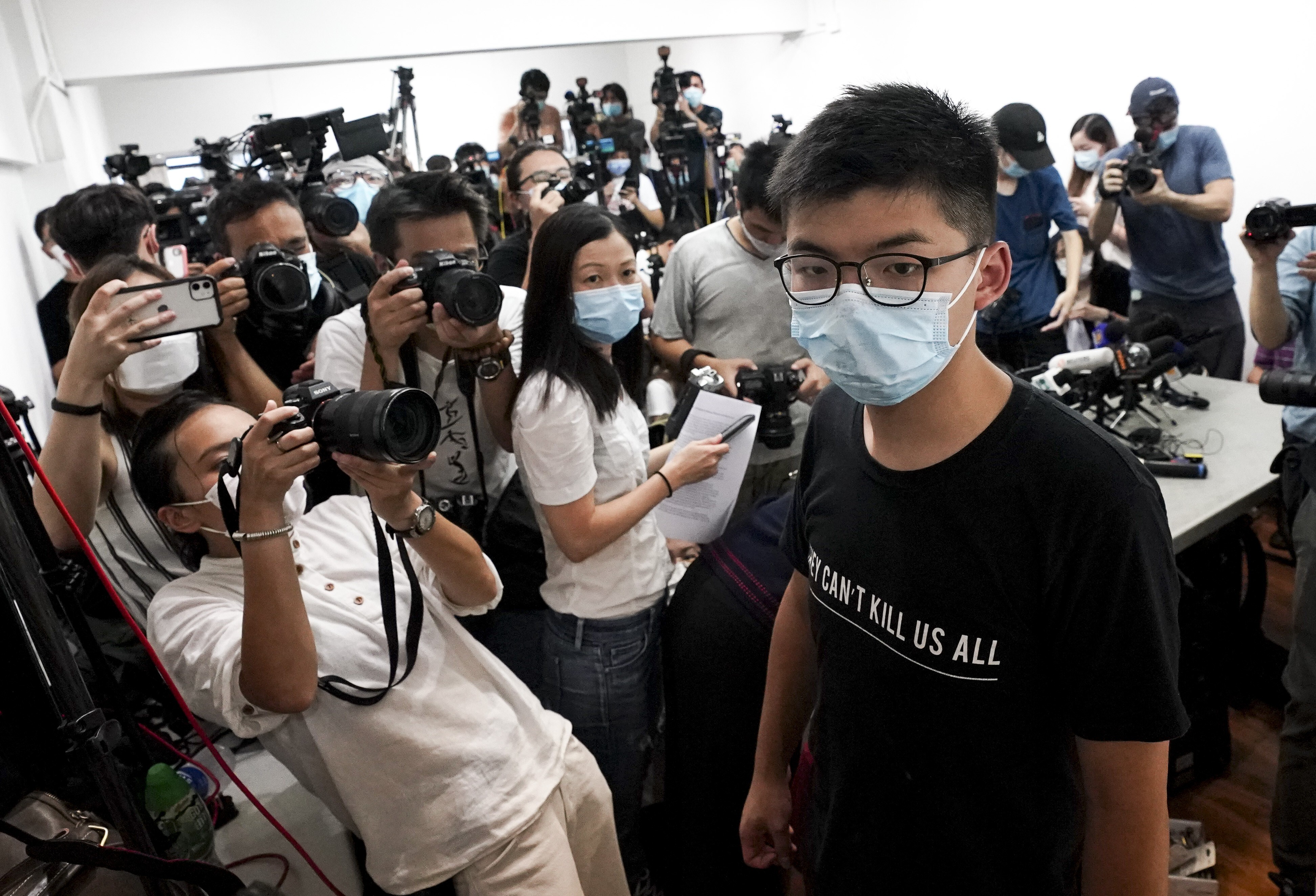 Hong Kong opposition activist Joshua Wong met with reporters on Friday to discuss his disqualification from the city’s Legislative Council elections. Photo: Felix Wong