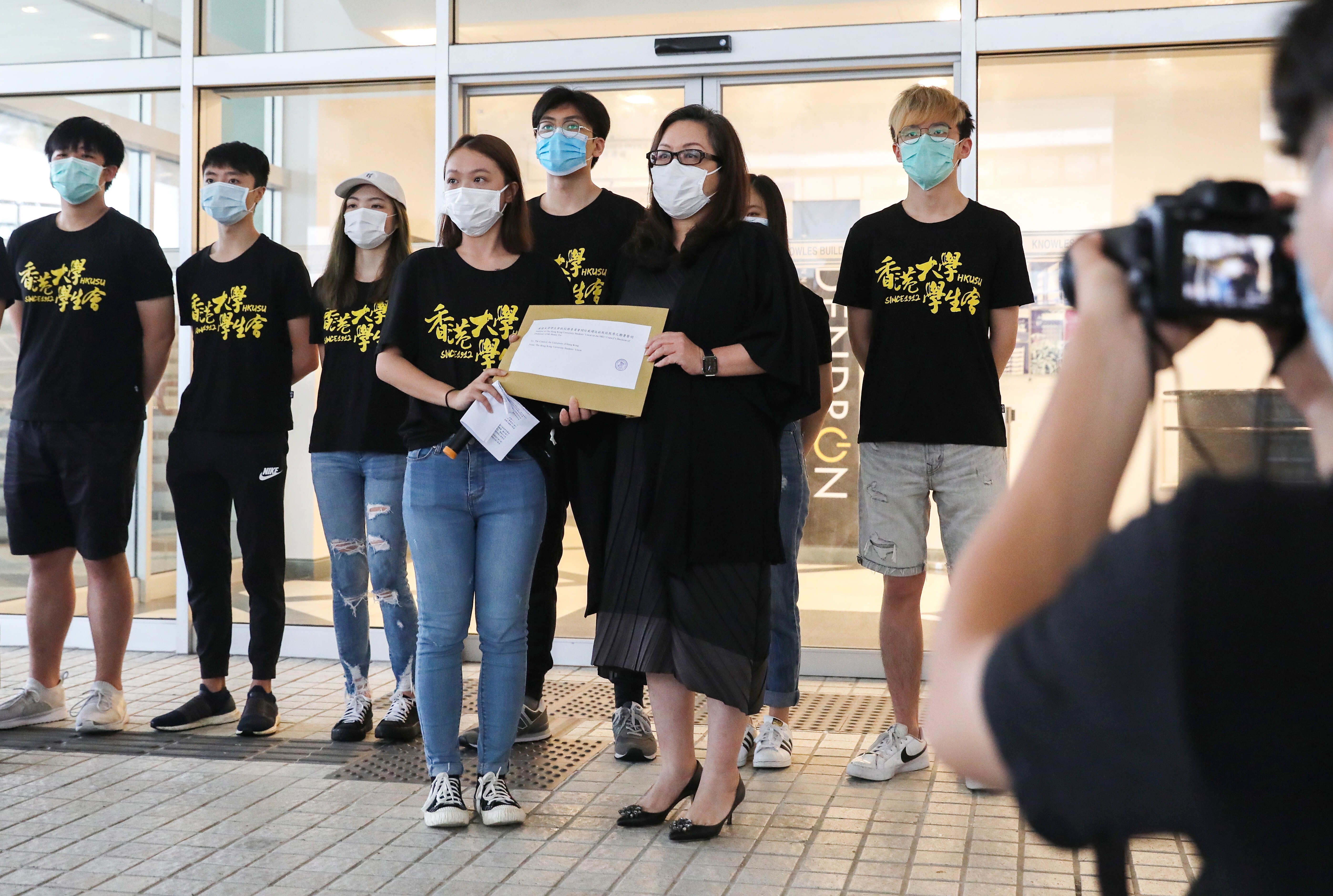 HKU student union president Edy Jeh says the signatures collected have proved that the council members who voted to dismiss legal scholar Benny Tai were ‘only a minority’. Photo: Nora Tam