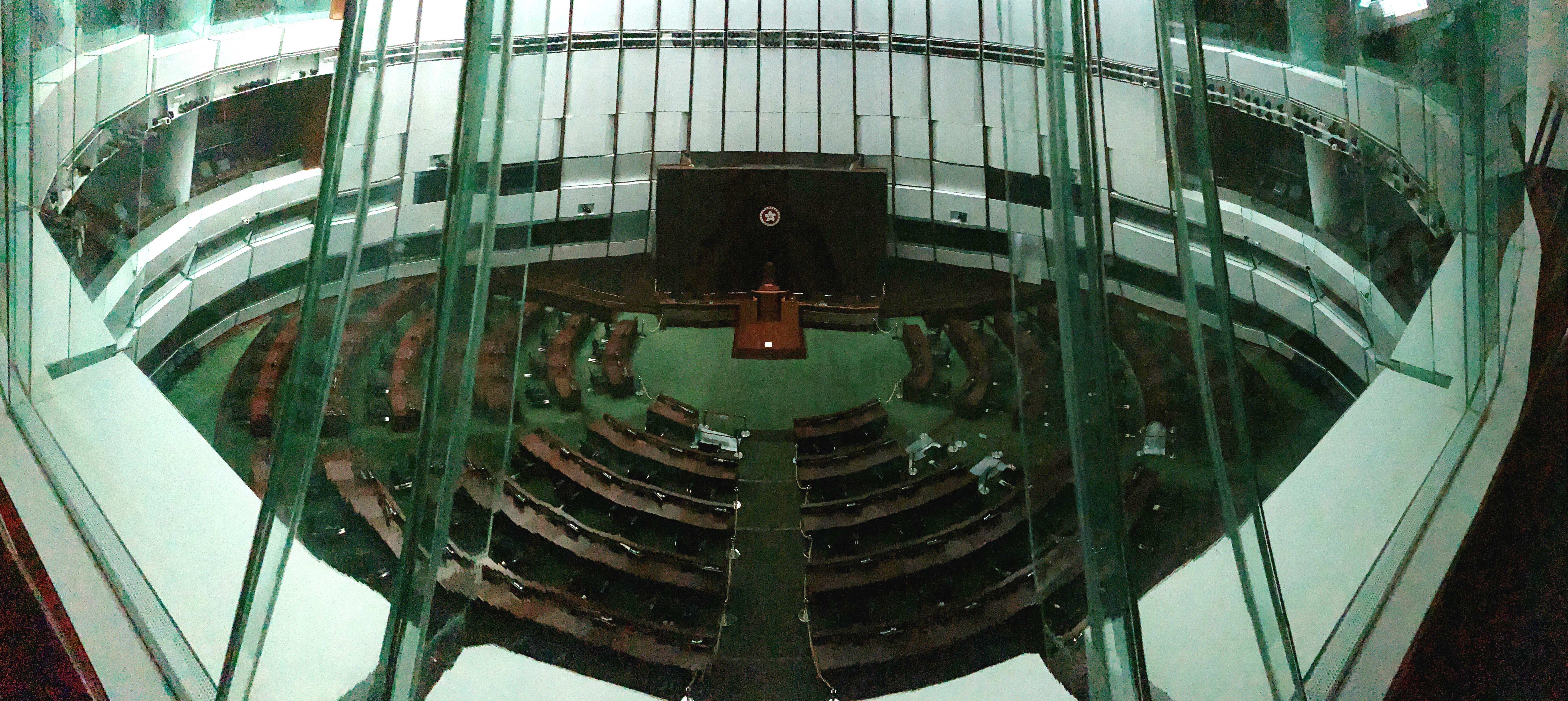 The main chamber in the Legislative Council Complex in Tamar sits empty on July 28. The Hong Kong government has attempted to justify postponing this year’s elections on public health grounds. Photo: Nora Tam