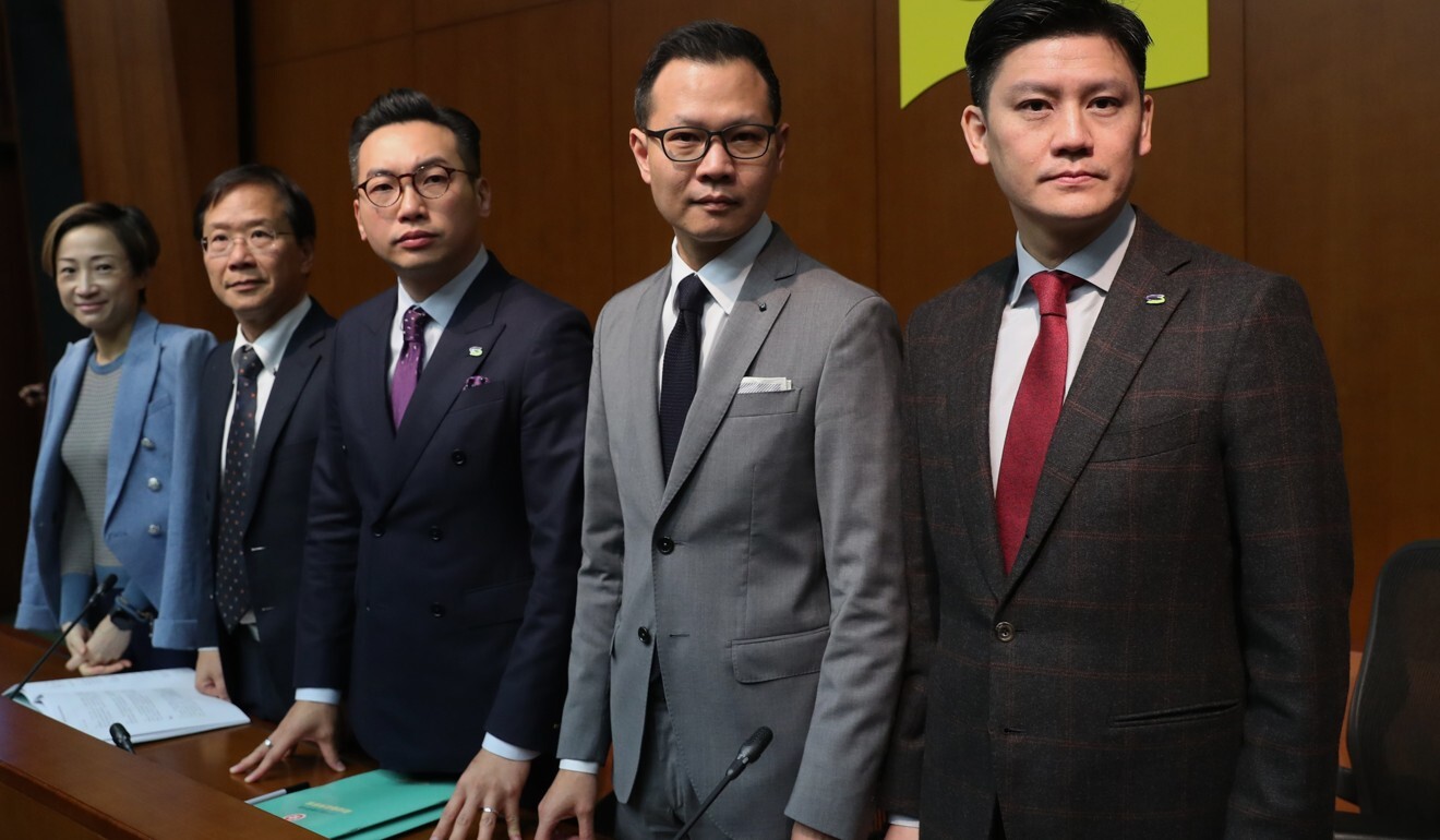 Opposition lawmakers (from left) Tanya Chan, Kwok Ka-ki, Alvin Yeung, Dennis Kwok and Jeremy Tam meet the press. Photo: Sam Tsang