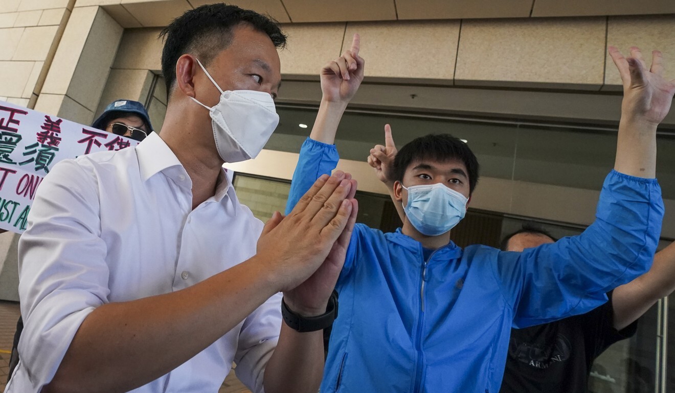 People’s Power member Raymond Chan (left) at West Kowloon Court. Photo: Felix Wong