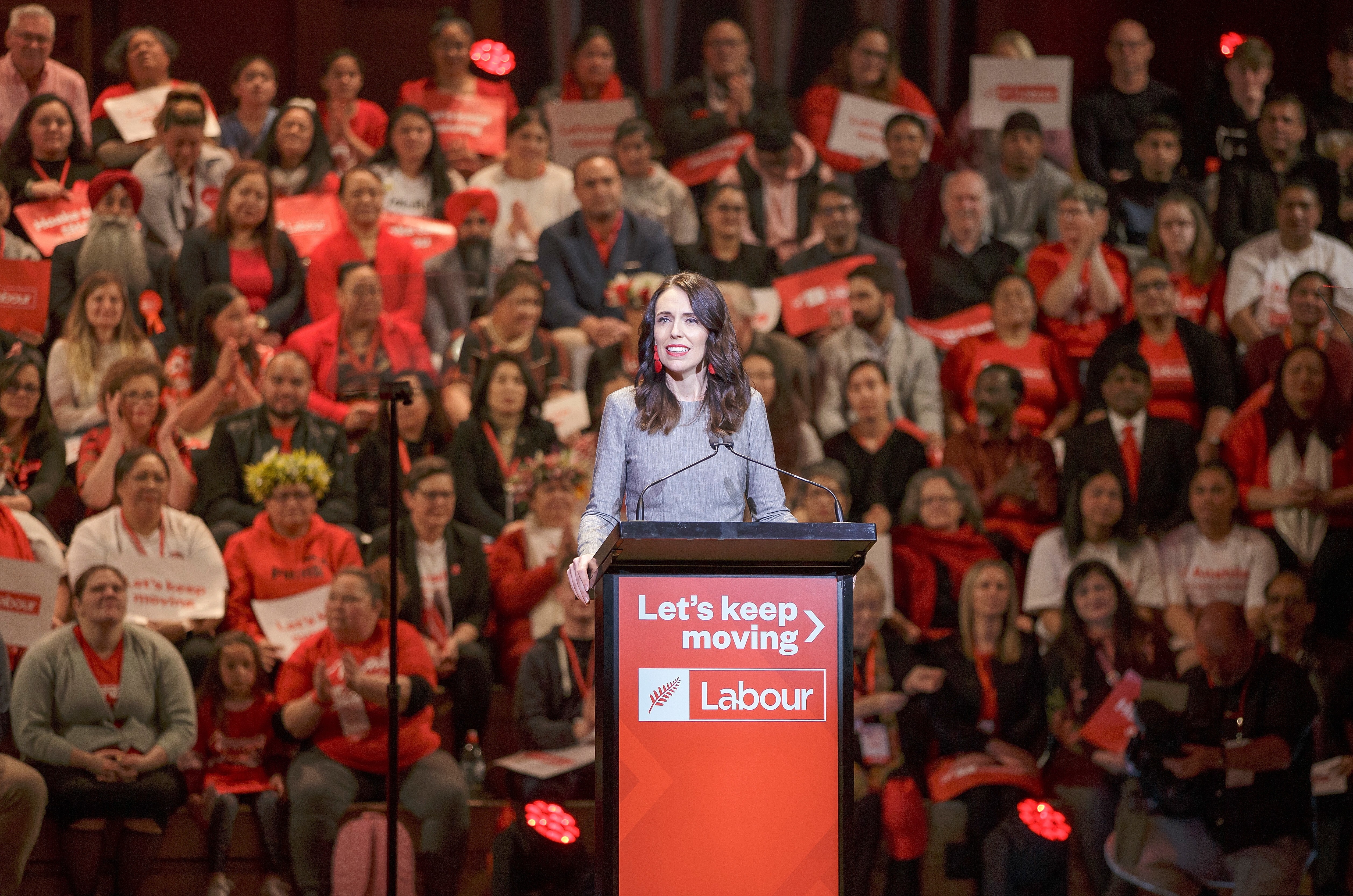 New Zealand Prime Minister Jacinda Ardern speaks at the Labour Party campaign launch in Auckland. Photo: EPA