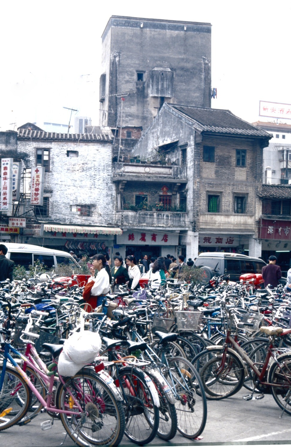 Bicycles parked in Guangzhou, 1992. Photo: Bruce Connolly