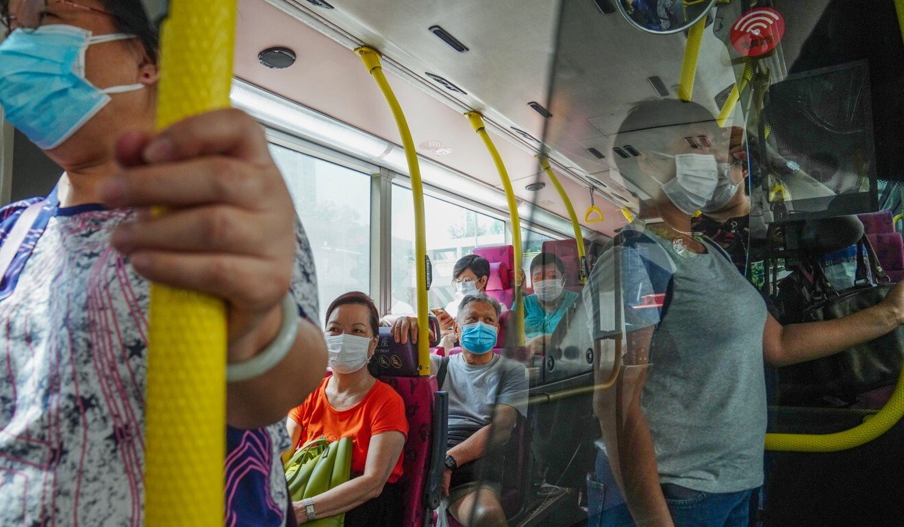 People wearing masks on a bus at Tsz Wan Shan, Wong Tai Sin. Photo: Sam Tsang