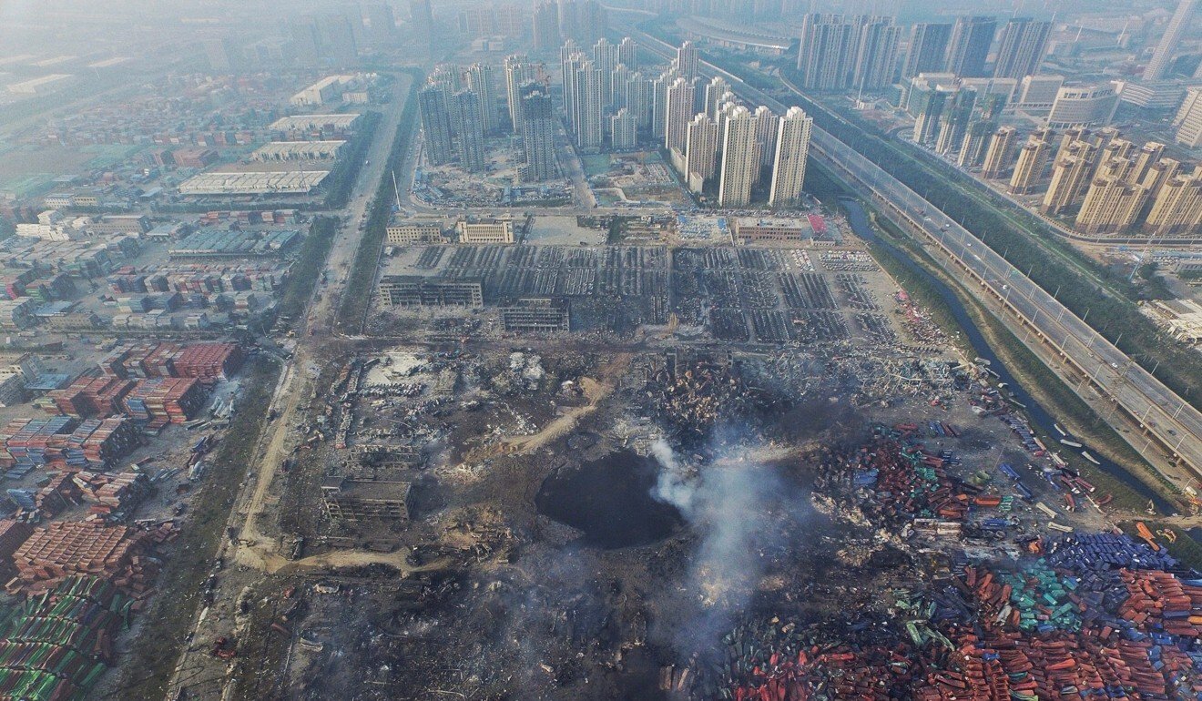 The aftermath of the explosion that rocked the port city of Tianjin, China, in August 2015. Photo: EPA