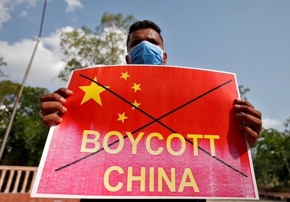A member of the National Students' Union of India during a protest against China on June 18. Photo: Reuters