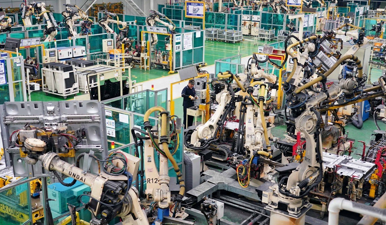 A production line at an automobile technology company in Hebei province, China. Photo: Xinhua