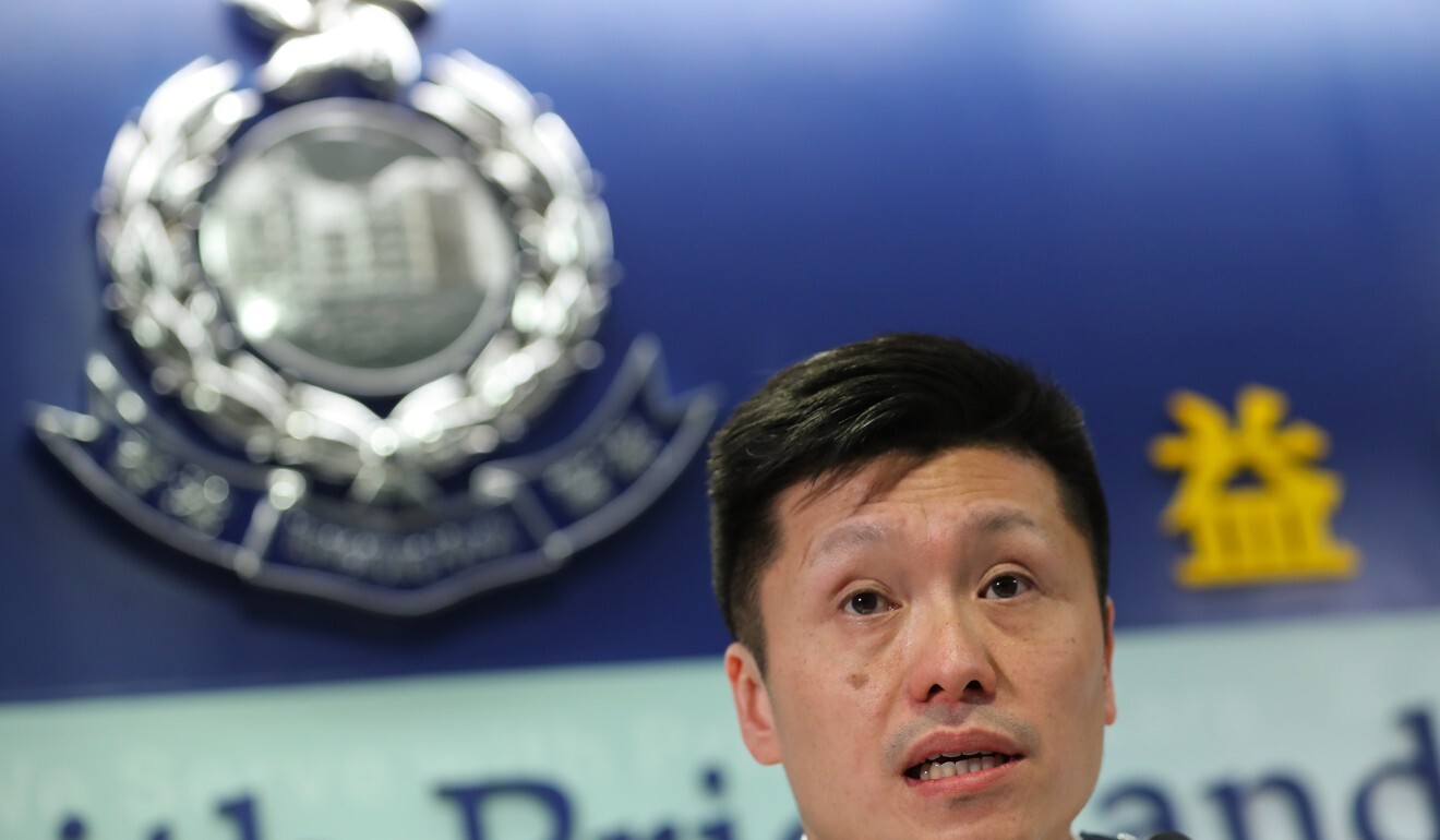 The former head of the police public relations branch, John Tse, speaks to the media at Police Headquarters in August of last year. Photo: Sam Tsang