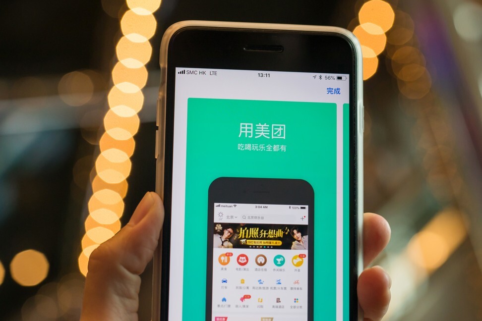 Meituan Dianping’s app on Apple’s App Store is seen on an iPhone. Photo: Bloomberg