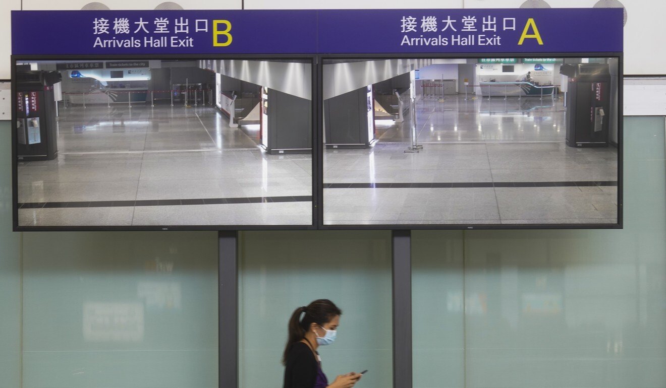 An empty arrival hall at Hong Kong’s airport. Photo: Winson Wong