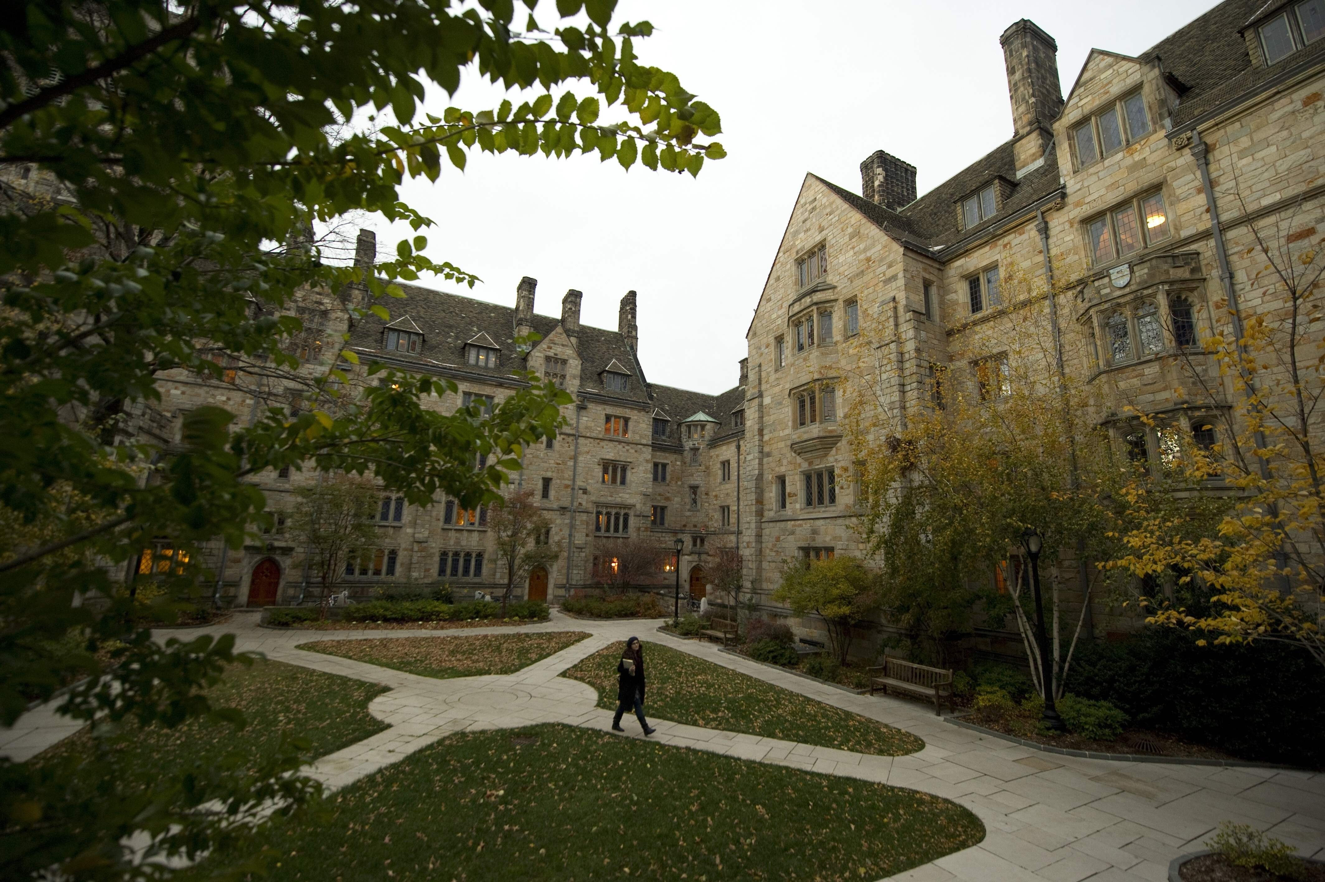 A Yale University student is seen on campus in New Haven, Connecticut, in November 2010. The Justice Department accused Yale University on August 13, 2020 of violating US civil rights law by illegally discriminating against white and Asian-American applicants. Yale has dismissed the department’s finding as “meritless”. Photo: AFP
