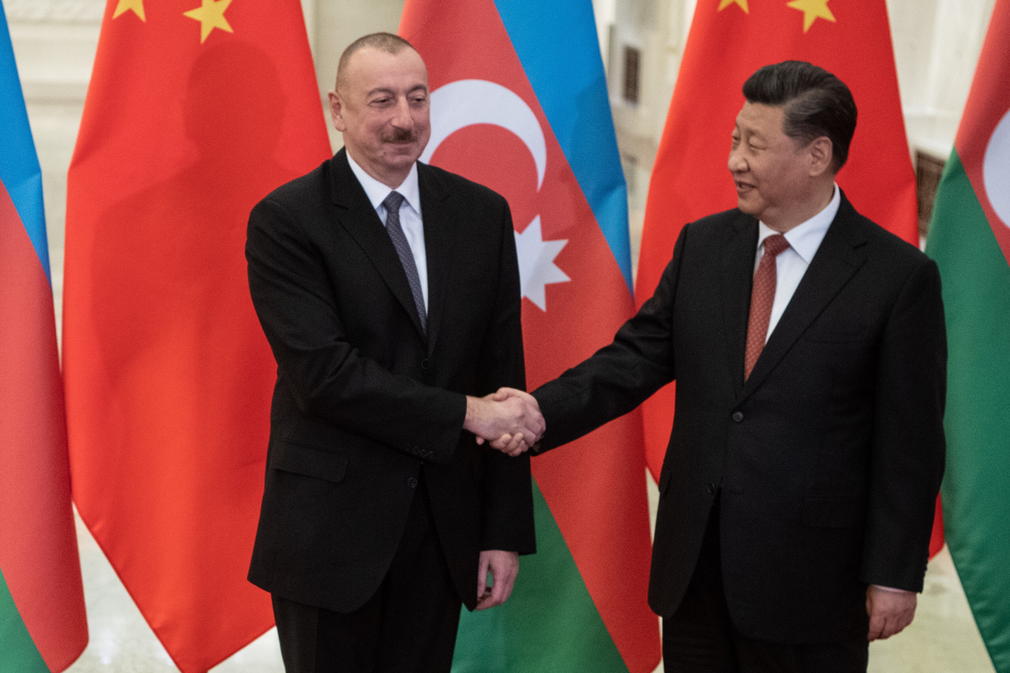 Azerbaijan President Ilham Aliyev with Chinese President Xi Jinping during the second Belt and Road Forum in 2019. Photo: AFP