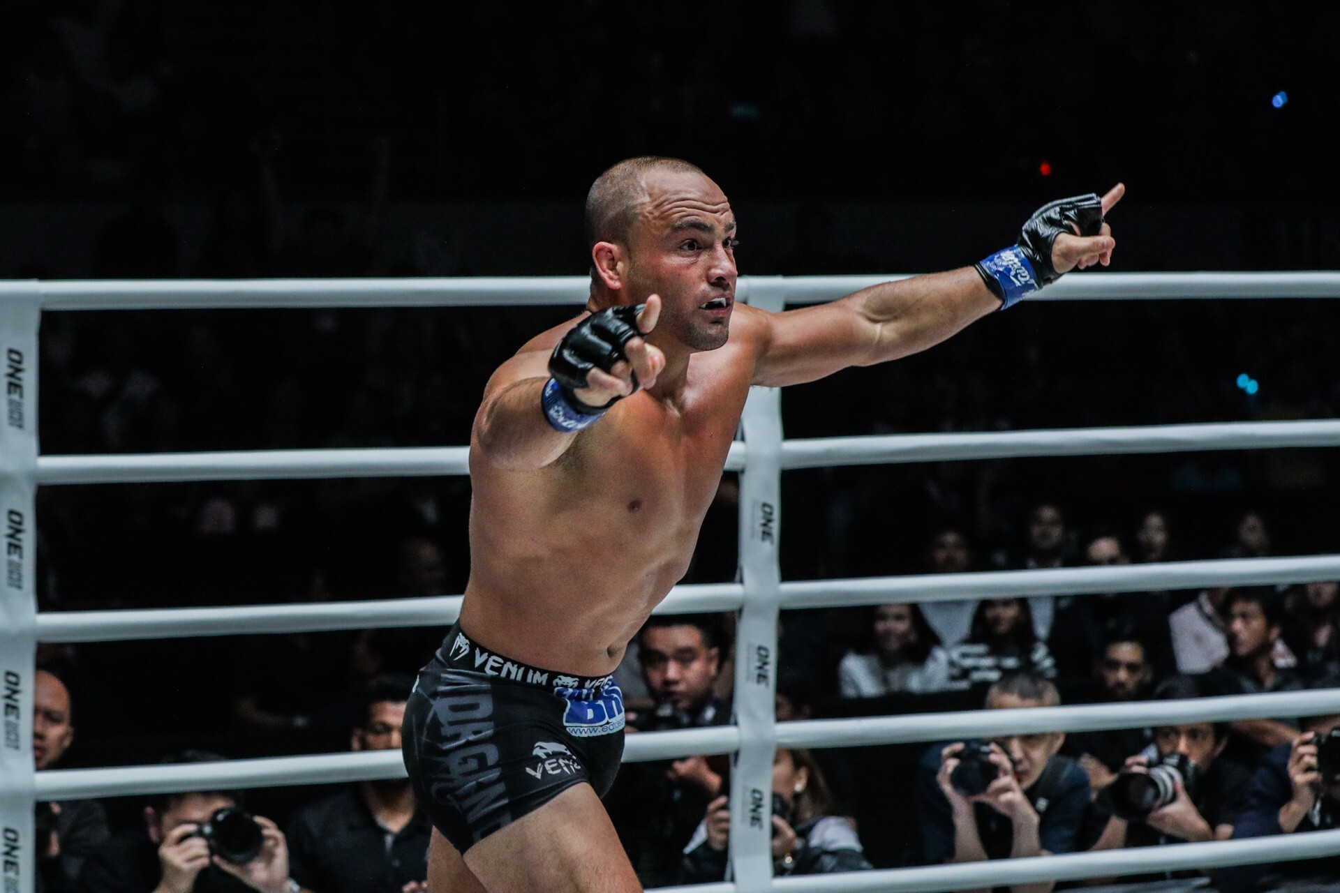 Eddie Alvarez celebrates his victory against Eduard Folayang at ONE: Dawn of Heroes in Manila. Photo: ONE Championship