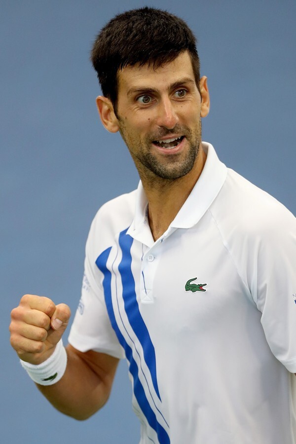 Novak Djokovic in action on day one at US Open bubble in New York ...