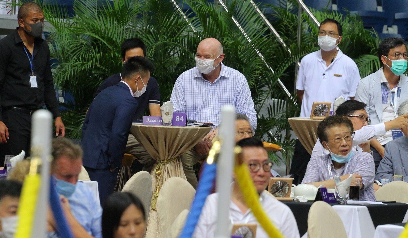 David Hayes with owners at Sha Tin during the Hong Kong International Sale.