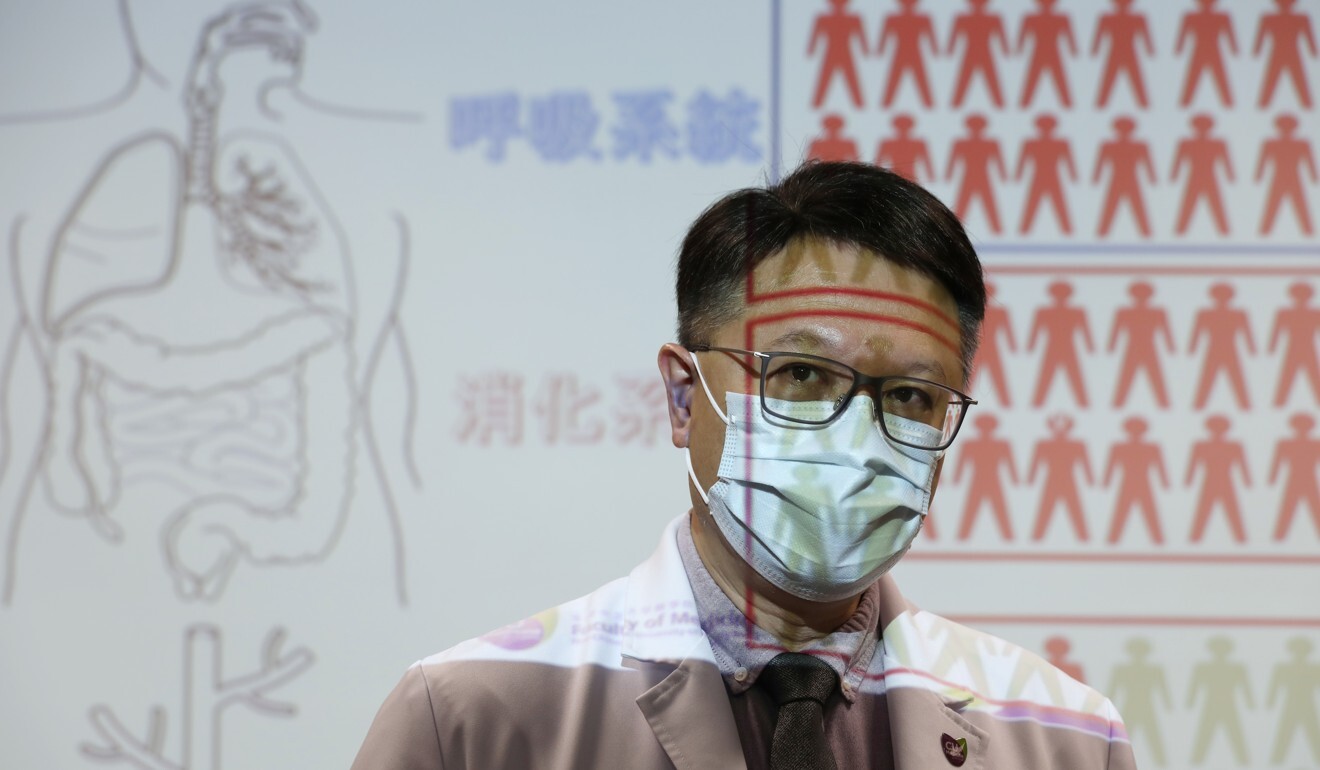 Professor David Hui speaks to the press about the coronavirus at the Li Ka Shing Medical Sciences Building in Sha Tin in March. Photo: Xiaomei Chen