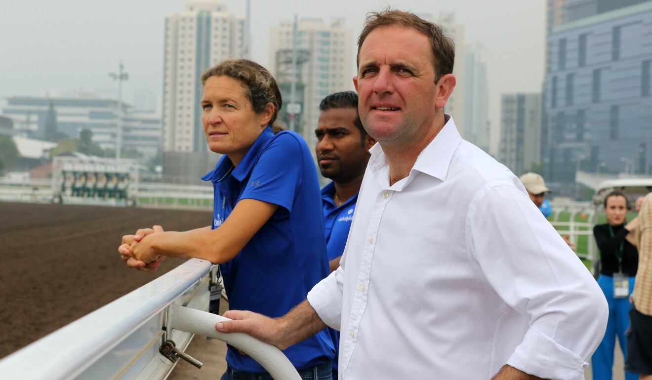 Godolphin trainer Charlie Appleby watches Blue Point work at Sha Tin in 2018. Photo: Kenneth Chan