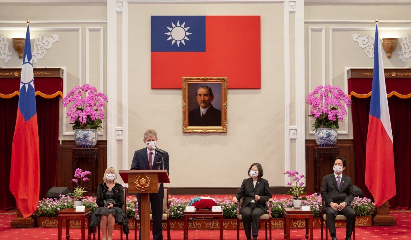 Czech senate president Milos Vystrcil pictured with Taiwan’s leader Tsai Ing-wen at the presidential palace in Taipei. Photo: EPA-EFE