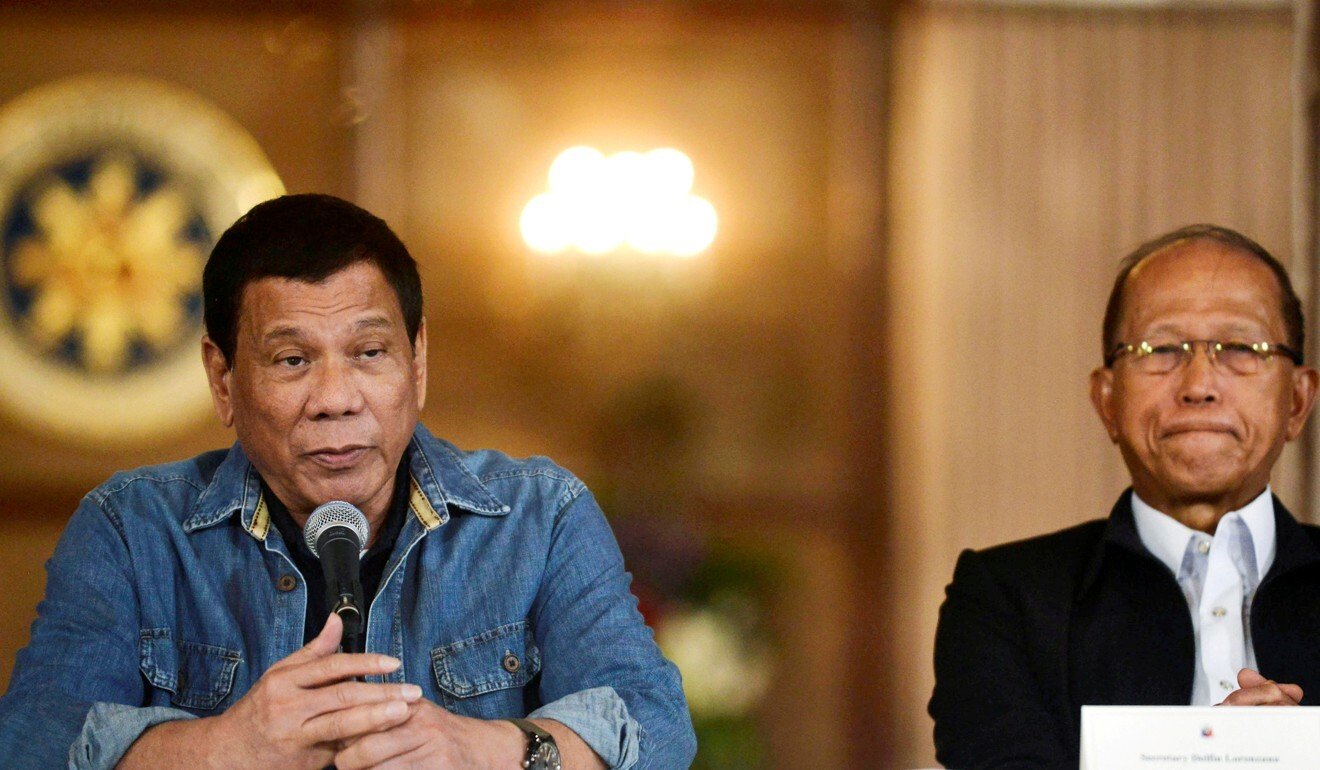 Philippine President Rodrigo Duterte (left) and Defence Secretary Delfin Lorenzana. Photo: Reuters